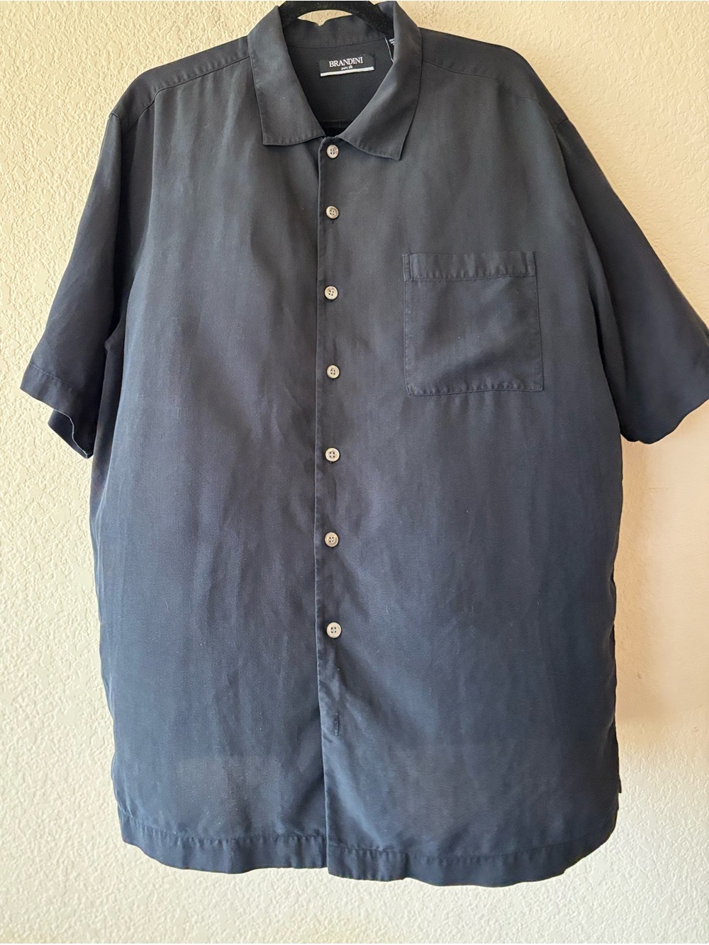 Brandini Pure Silk‎ Resort Button-Down Shirt Black XLT